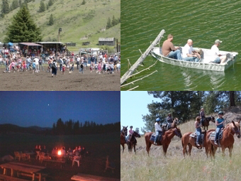 Kids, fishing, campfire, horses, lake, stars.